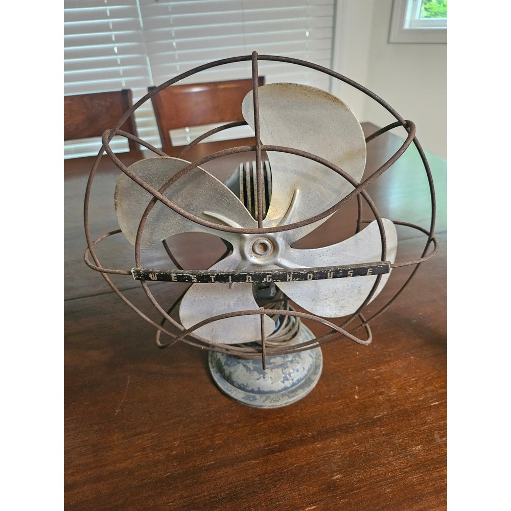 Westinghouse Electric Table Fan 12 Inch Blue Grey Vintage Industrial Works
